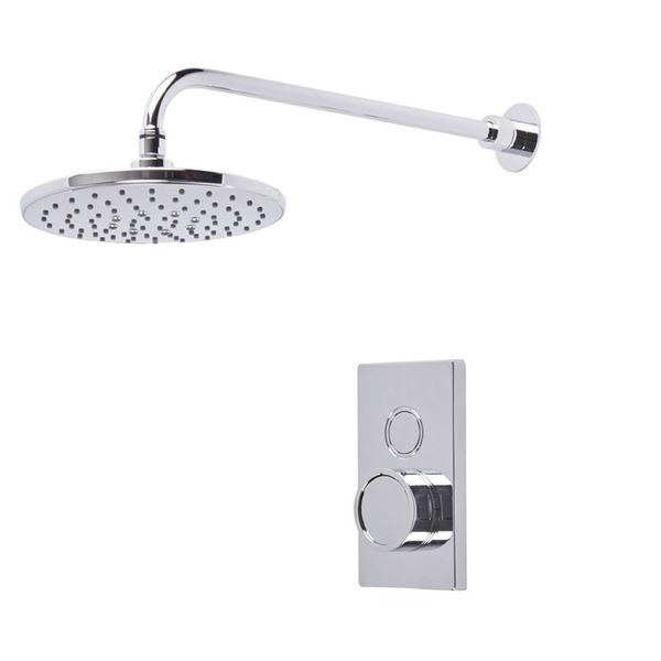 Tavistock Axiom Concealed Thermostatic Chrome Push Button Mixer Valve with Shower Head