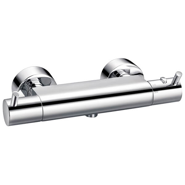 Flova Levo Exposed Round Thermostatic Bar Shower Valve - Chrome - 2 Controls