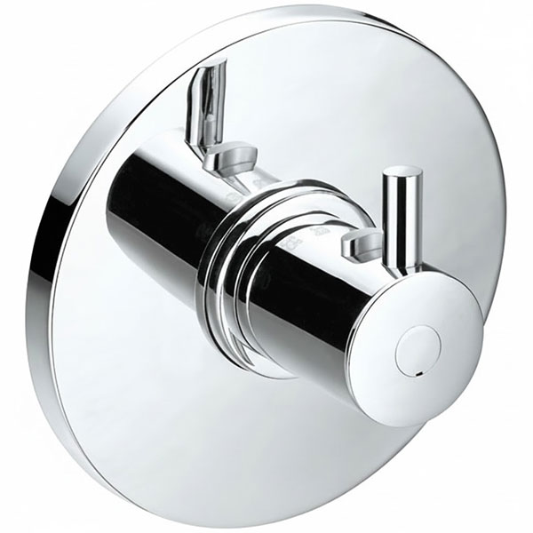 Flova Levo Concealed Thermostatic Chrome Shower Valve - Round Trim - 1 Control