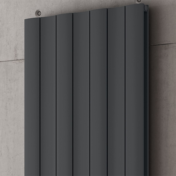 Additional image of Reina Gio Vertical Designer Radiator - Aluminium - Double Panel - 1800mm High