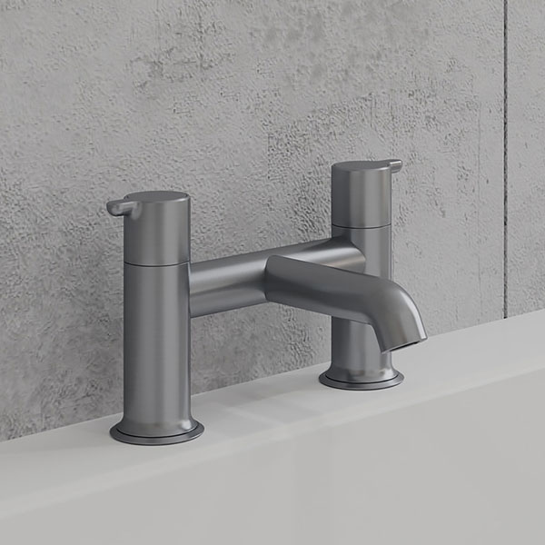 Flova Moonlight Bridge Bath Mixer Tap - Flat Lever Handles and Spout - Deck Mounted