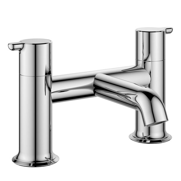 Flova Moonlight Bridge Bath Mixer Tap - Flat Lever Handles and Spout - Deck Mounted