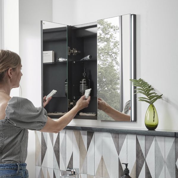 Alternate image of Tavistock Facade Illuminated Mirror Cabinet with Demister Pad and Shaver Socket - 2 Doors