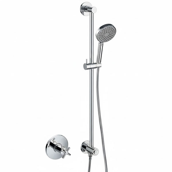 Flova XL Concealed Thermostatic Shower Valve with GOClick Slide Rail Kit - Chrome