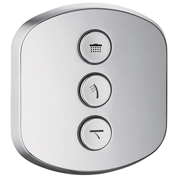 Flova Fusion Recessed Chrome Thermostatic Shower Valve - 3 Outlet - 3 Controls - Oval Trim