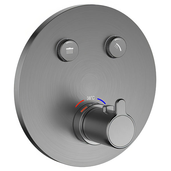 Additional image of Flova Moonlight GoClick Concealed Round Shower Valve 2-Outlet - Short Lever Handle