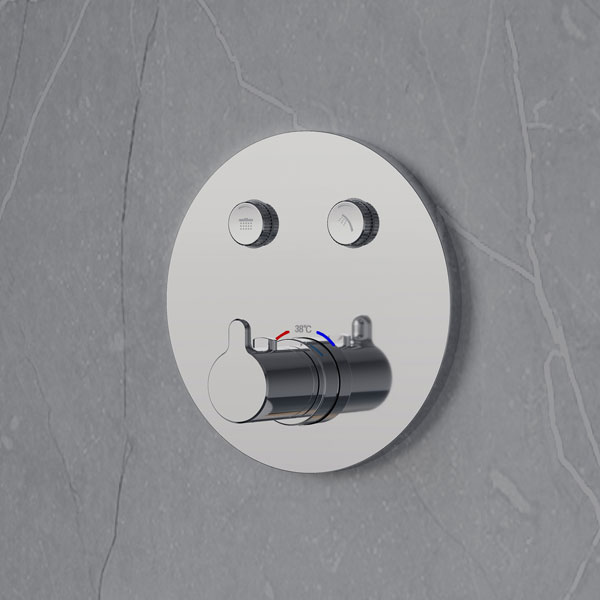 Flova Moonlight GoClick Concealed Round Shower Valve 2-Outlet - Short Lever Handle