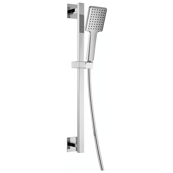 Flova Quba Diamond Chrome Slide Rail Kit with Handshower and Smooth Hose
