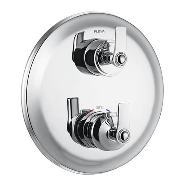Flova Liberty Concealed Thermostatic Diamond Chrome Shower Valve with SmartBox - Round Trim - 2 Controls
