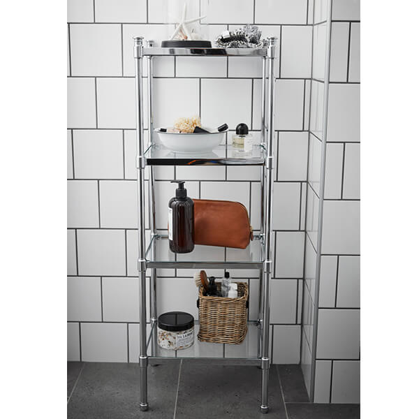 Miller Floorstanding Four Tier Clear Glass Shelves
