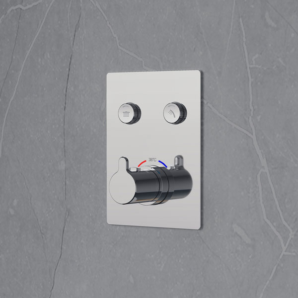 Flova Moonlight GoClick Concealed Square Shower Valve 2-Outlet - Short Lever Handle