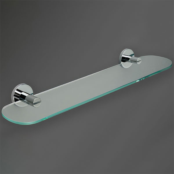 Miller Lily Clear Glass Shelf with Chrome Brackets - 500 x 125mm