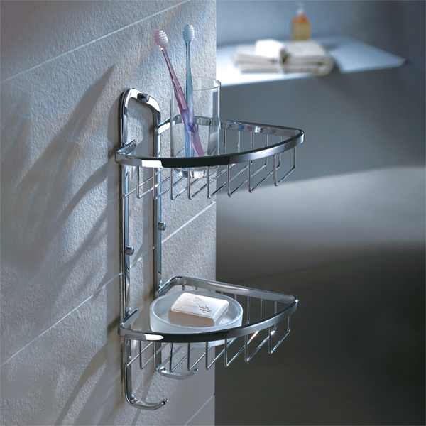 Flova Diamond Chrome Solid Brass Double Basket