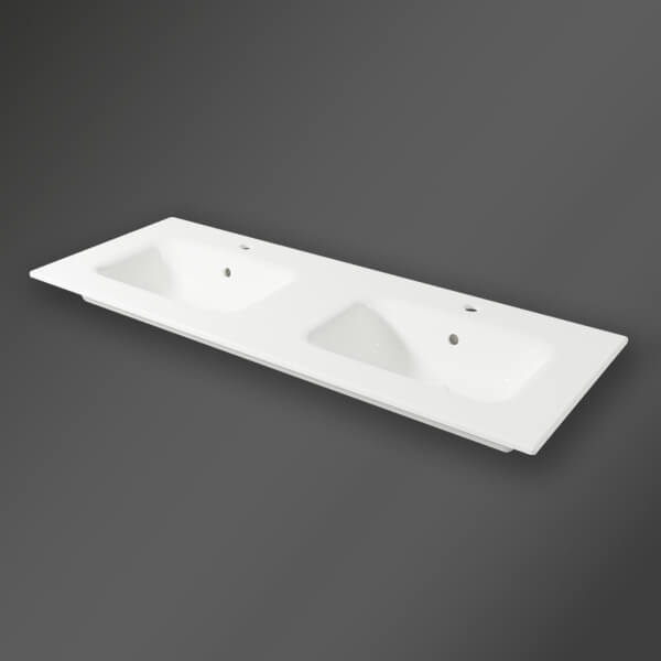 Miller Edge Rectangular Double Bowl Ceramic Basin