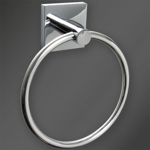Miller Cube Contemporary Wall Mounted Chrome Towel Ring