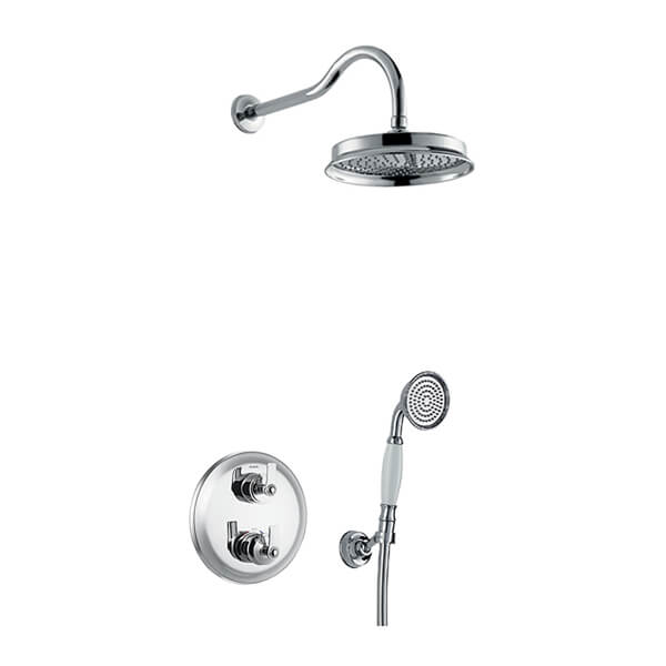 Flova Liberty Concealed Round Thermostatic Shower Valve with Showerhead and Handset