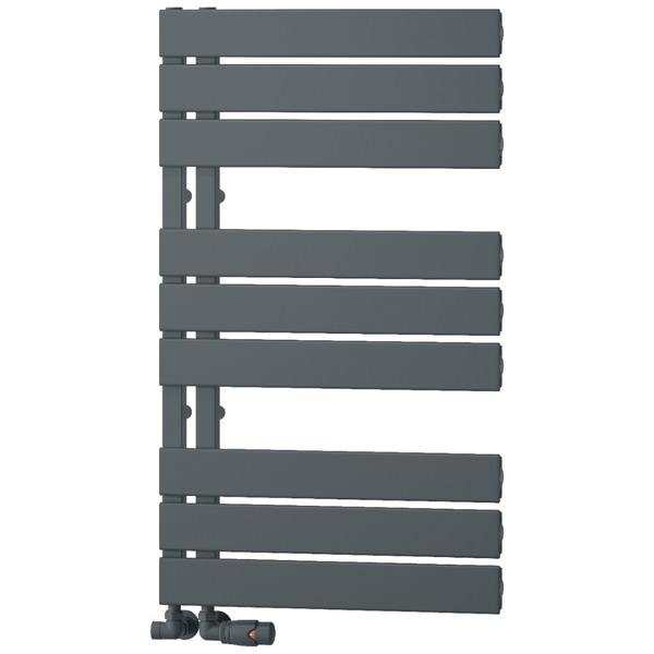 Reina Vada Vertical Flat Panel Designer Heated Towel Rail - 500mm Wide - Aluminium
