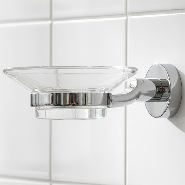 Miller Bond Clear Glass Soap Tray with Holder - 110 x 145mm