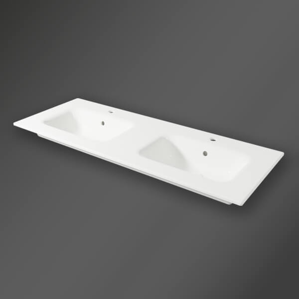 Additional image of Miller Edge Rectangular Double Bowl Ceramic Basin