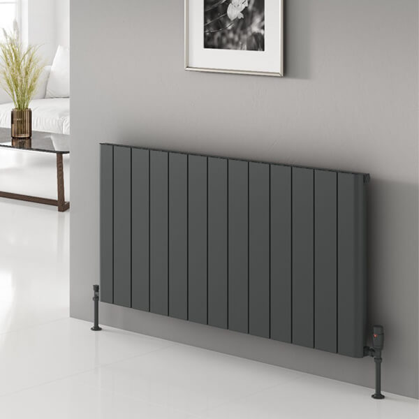 Reina Resia Horizontal Flat Panel Radiator - Aluminium - 600mm High