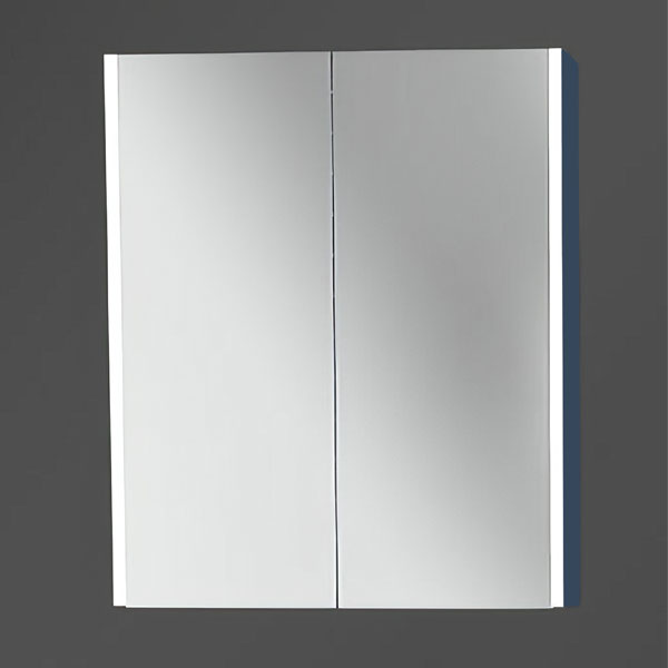 Miller City Wall Hung Double Sided Mirrored Door Cabinet with Linear LED Light - 2 Door
