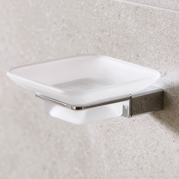 Miller Miami Frosted Glass Soap Dish With Holder