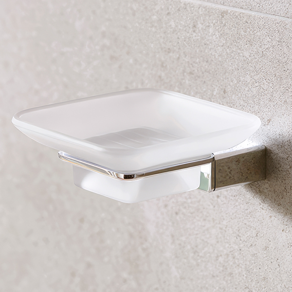 Additional image of Miller Miami Frosted Glass Soap Dish With Holder
