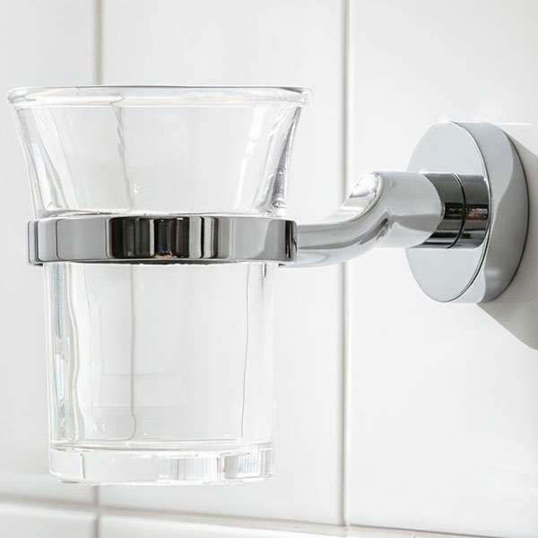 Miller Bond Wall Mounted Clear Glass Tumbler and Holder