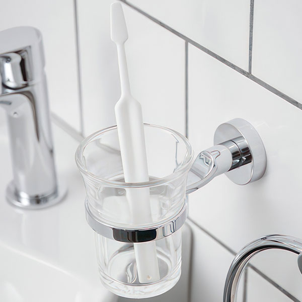 Miller Bond Wall Mounted Clear Glass Tumbler and Holder