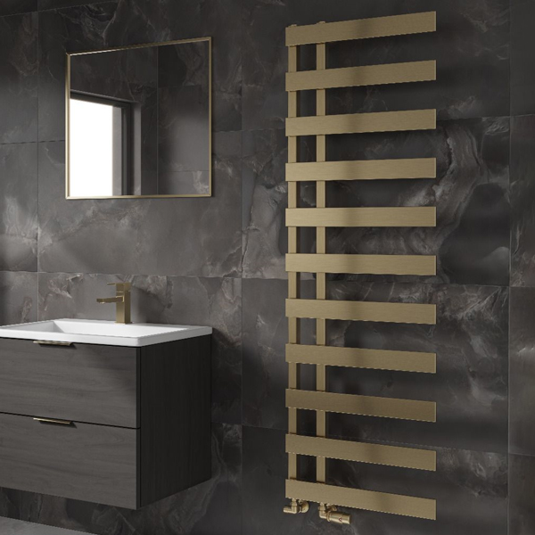 Additional image of Reina Florina Flat Bar Designer Towel Rail - Steel - 500mm Wide