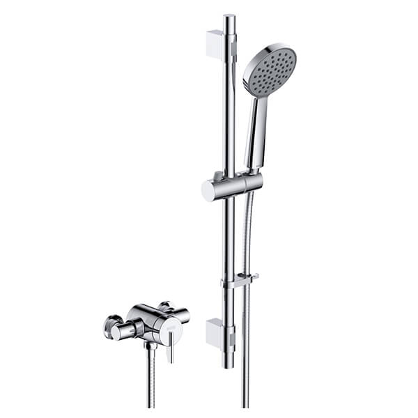 Bristan Sonique-3 Thermostatic Shower Mixer with Exposed Valve and Adjustable Slide Rail Kit