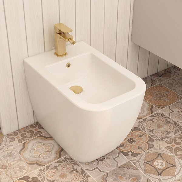 Additional image of IMEX Essence Contemporary Back To Wall Floorstanding White Bidet - 360 x 400mm
