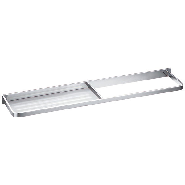 Flova Sofija Diamond Chrome Towel Rail with Glass Shelf