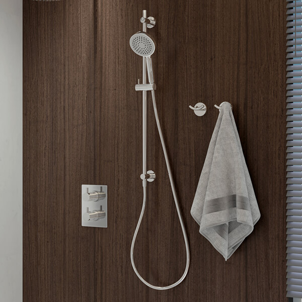 Flova Levo Thermostatic Shower Mixer Valve with Slide Rail Kit