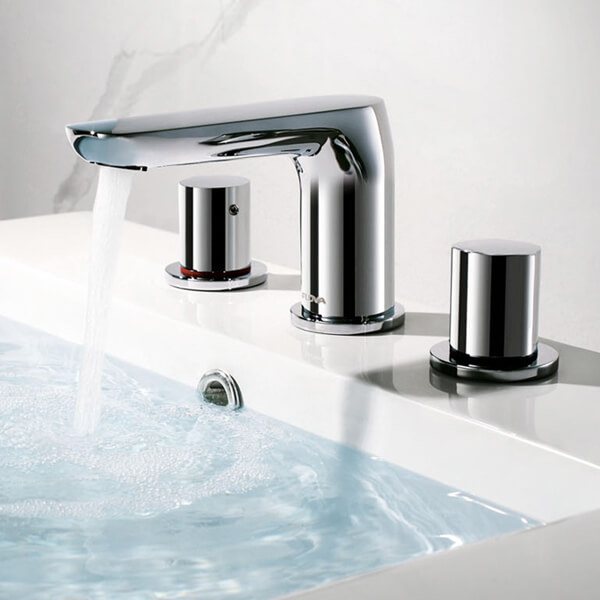 Flova Allore 3 Hole Chrome Basin Mixer Tap with Clicker Waste - Knob Handles