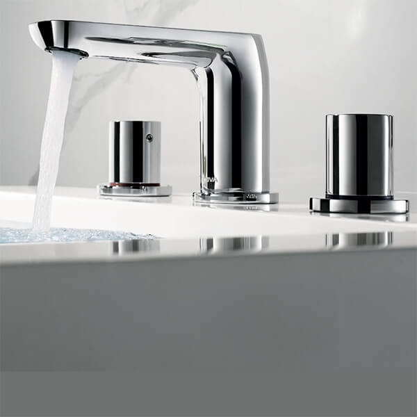Additional image of Flova Allore 3 Hole Chrome Basin Mixer Tap with Clicker Waste - Knob Handles