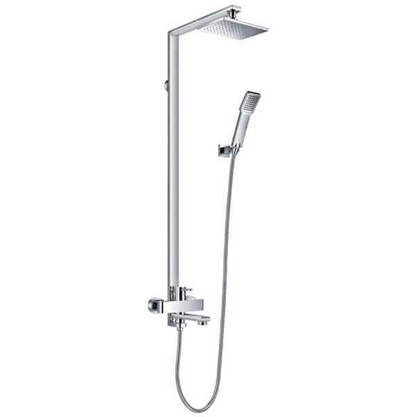 Flova Essence Manual Exposed Chrome Shower Set with Diverter Bath Spout