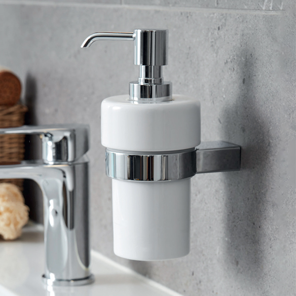 Miller Orlando Wall Mounted Ceramic Soap Dispenser And Chrome Holder