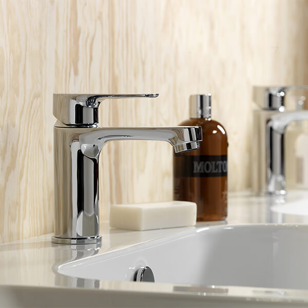 Miller Contemporary Chrome Basin Mixer Tap with Straight Spout - Flat Handle