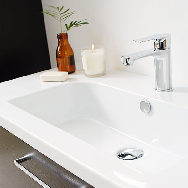 Additional image of Miller Contemporary Chrome Basin Mixer Tap with Straight Spout - Flat Handle