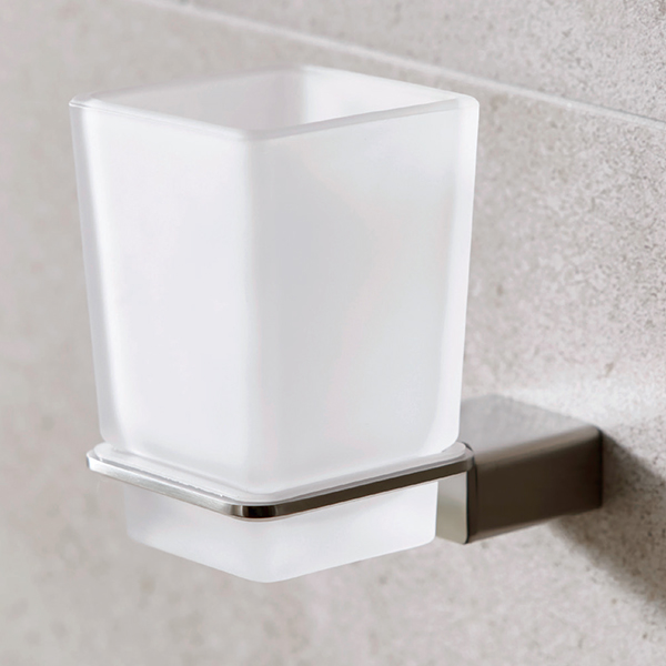 Additional image of Miller Miami Frosted Glass Tumbler With Holder