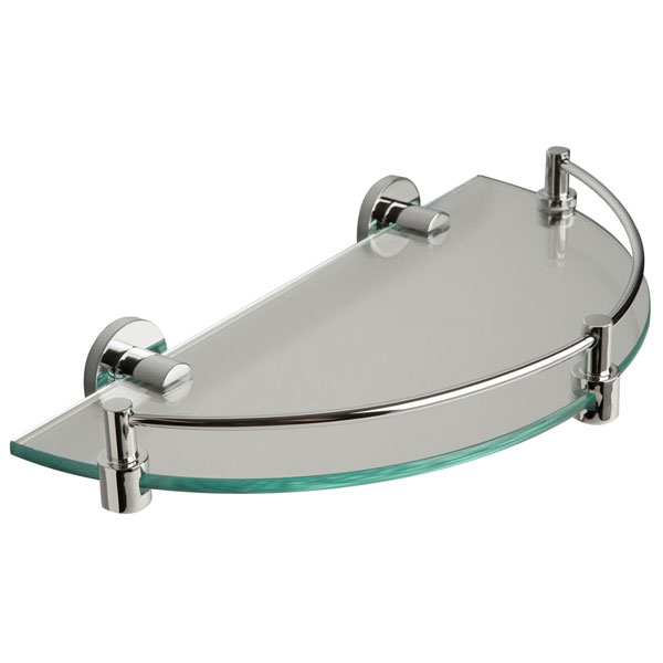 Miller Classic Cloakroom Glass Shelf with Chrome Brackets and Guard Rail - 280mm