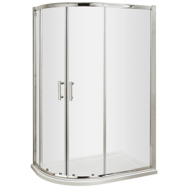 Nuie Pacific Reversible Two Door Offset Quadrant Shower Enclosure with Handle - Aluminium Frame