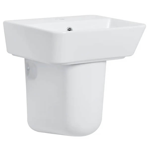 Tavistock Compass Cloakroom White Square Basin with Pedestal - 421 x 357mm