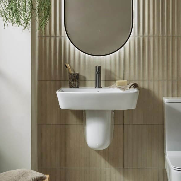 Additional image of Tavistock Compass Cloakroom White Square Basin with Pedestal - 421 x 357mm
