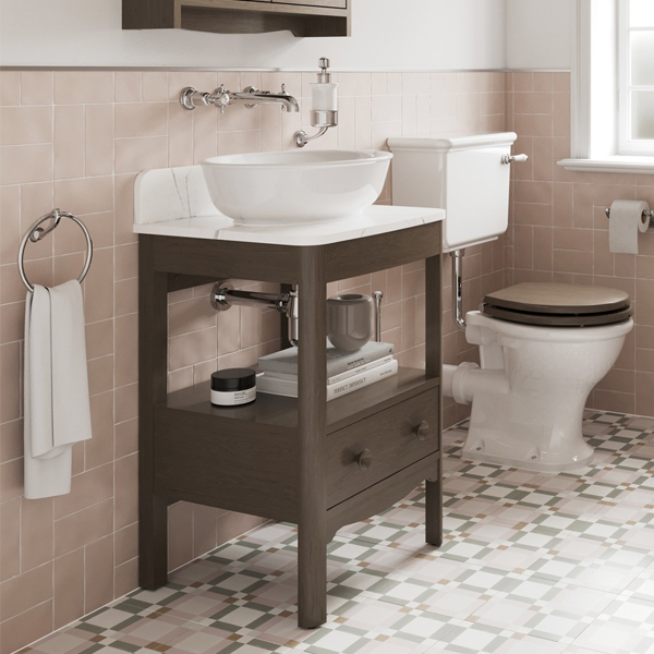 Alternate image of Burlington Guild Floorstanding Traditional Open Shelf Vanity Unit with Worktop - 770mm High - 1 Drawer