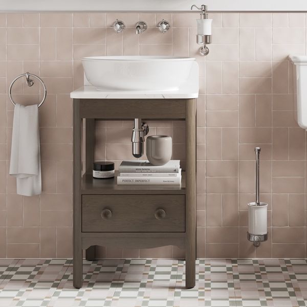 Alternate image of Burlington Guild Floorstanding Traditional Open Shelf Vanity Unit with Worktop - 770mm High - 1 Drawer