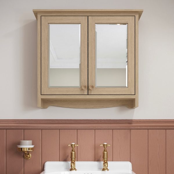 Alternate image of Burlington Guild Wall Hung Traditional Mirror Cabinet with Handles - 2 Door - 650 x 570mm