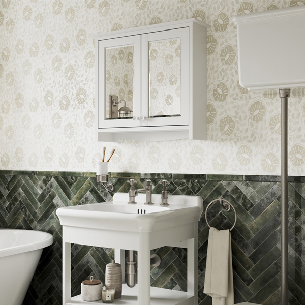 Alternate image of Burlington Guild Wall Hung Traditional Mirror Cabinet with Handles - 2 Door - 650 x 570mm