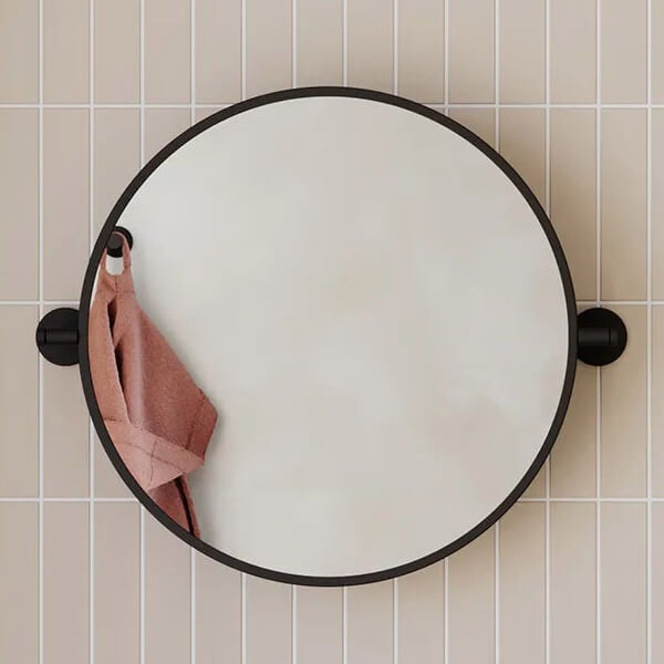 Additional image of Sensio Chaol Contemporary Round Tiltable Mirror - Black Aluminium Frame - 500 x 500mm